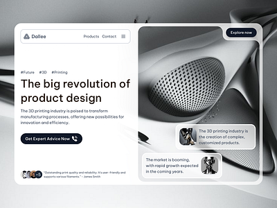 3D printing company’s website 3d black clean heropage home homepage landingpage minimal monochrome printing tech ui uidesign uxdesign web webdesign website white