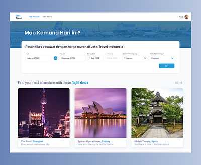 Flight Ticket Website blue dashboard flight ticket ui ux