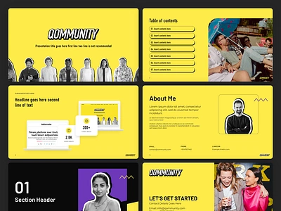 QOMMUNITY PowerPoint Template branding design google slide graphic design illustration investor deck logo master template pitch deck powerpoint template presentation design presentation template slides ui