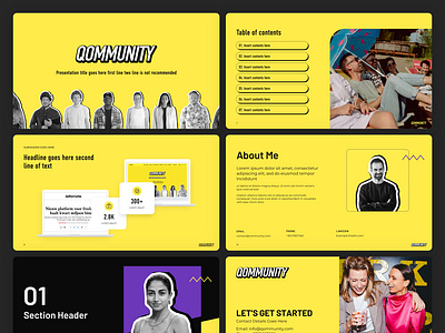 QOMMUNITY PowerPoint Template branding design google slide graphic design illustration investor deck logo master template pitch deck powerpoint template presentation design presentation template slides ui