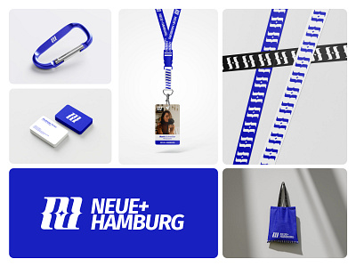 Neue+ Hamburg Brand Identity benhur blue branding branding kit design id card lettermark logo logomark mockup stationery totebag