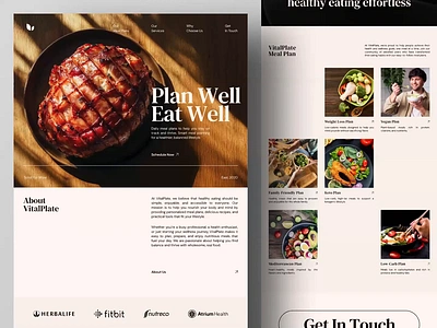 VitalPlate - Healthy Food Menu Planner Landing Page Website design diet eating food healthy healthy food home page landing page meal modern recipe ui ux web web design website website design