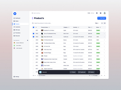 Products Page - Bulk Action bulk action dashboard e commerce ecommerce interface product design saas ui uiux webapp