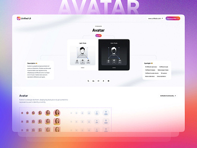 Avatar - UnifiedUI avatar component components design minimal properties ui ui design uiux unified ui unifiedui ux variants web design website