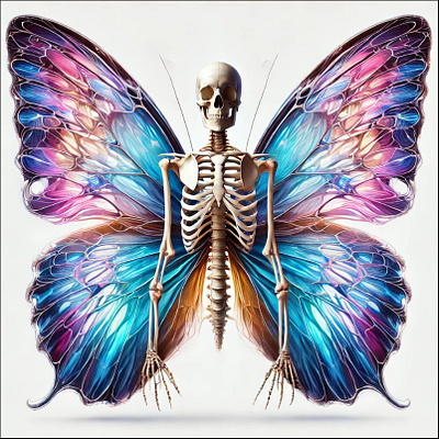 AI Generated Photo 2024 ai ai design aibutterfly beautifulbutterfly butterfly butterflywithhumanskeleton human skeleton skeleton visual photo