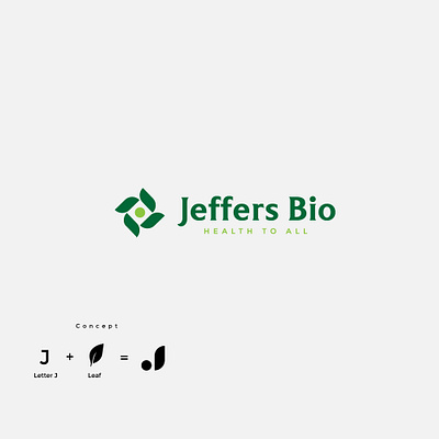 Jeffers bio design graphic design health icon leaf letterj logo wellness