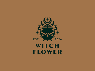 Witch flower death flower halloween horror logo logotype mystic nature witch