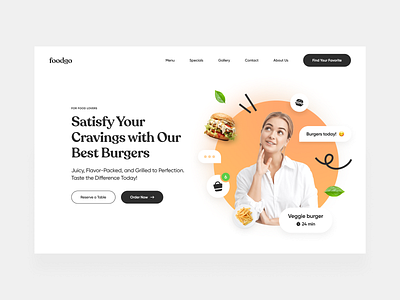 Foodgo - Landing Page 🌟 burgers food landing page modern ui restaurant website ui uidesign web design