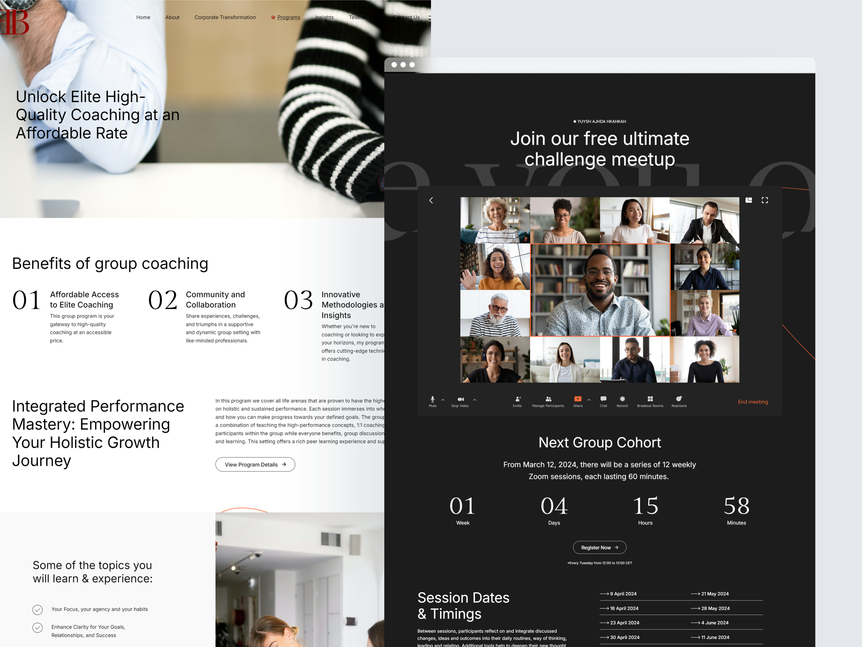 Britta Bibel Vol 4 – Group Coaching Page UI branding coach coaching design graphic design landingpage modern typography ui user userexperience userinterface ux web webdesign webdevelopment website websitedesign