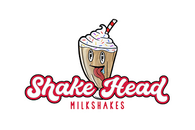 Shake Head Milkshakes branding logo mark mascot typography word