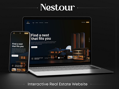 Nestour - Interactive Real Estate Website 3d animation branding design graphic design html5 illustration landing page logo nestour realeaste ui uiux ux vector web