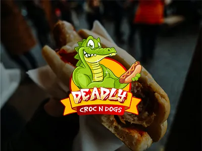 Deadly Croc n Dogs - Logo Branding b2b blockchain bolddesign brandidentity branding character crocodile crypto foodbranding freelance graphic design hotdog illustration logo mascot restaurant restaurantlogo vector vectorart visual