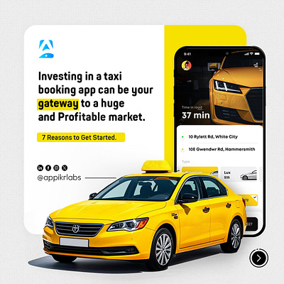 7 Reasons to Invest in a Taxi App: Grow Profit & Your Brand 3d branding cab cab booking graphic design logo motion graphics posting taxi booking ui