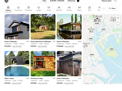 Own Real Estate in Japan • Web App Design airbnb akiya buy home japan map listing design real estate real estate marketplace