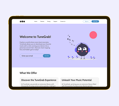 Daily UI Challenge # 35 - Landing Page for Desktop android branding daily challenge daily ui daily ui challenge 35 design desktop dribbble figma figma design illustration ipad iphone landing page music sign up ui uiux welcome