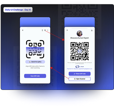 Daily UI Challenge #41 - Design a QR code modal screen to scan daily ui challenge design hype 4 academy square.one ui ux ux design