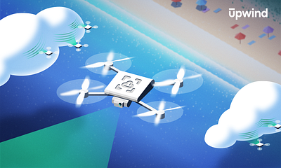 Agentless Cloud Scanners beach cloud cnapp drone gradient grain icon illustrator isometric saas scanner security tech texture upwind vector