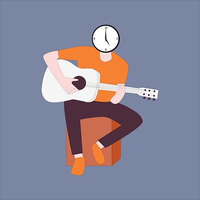 guy sitting playing guitar play