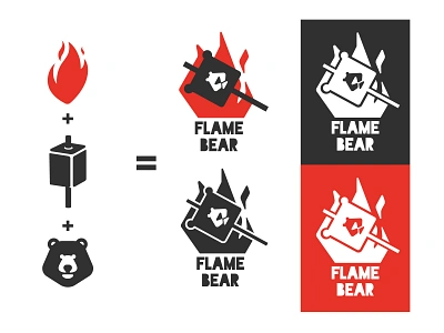 Flame Bear logo animal bear cute design education fair flame flat fry funny graphic logo marshmallow red streetfood student vector