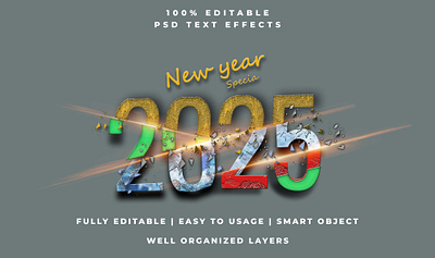 Happy New Year 2025 new design 3d text, t-shirt design 3d graphic design