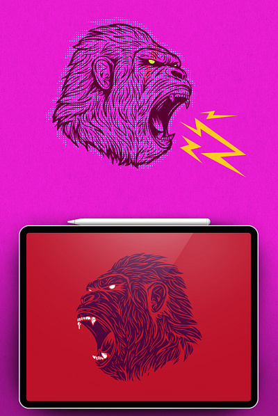 Gorilla animal character gorilla illustration mascot monkey pop art print tattoo vector vintage