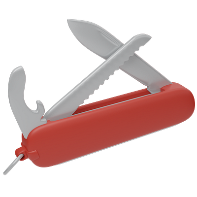 Camping - Simple Pocket Knife 3D Model 3d 3d icon 3d illustration 3d modeling 3dmodel adventure blender camping design graphic design ground hiking icons illustration knife mountains nature outdoor pocket knife