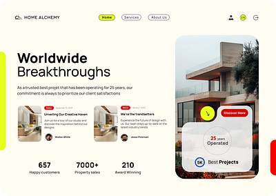 Home Alchemy Interior Exterior Design Studio Landing Page UI graphic design logo product designing ui