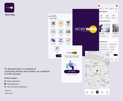 Work Wing android branding graphic design ios logo mobile ui ux web