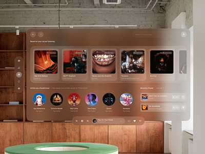 Music app - Apple Vision Pro app design typography ui ux