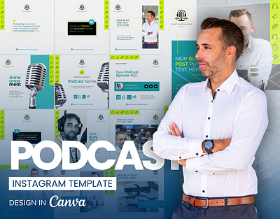 Podcast Social Media Template design in Canva canva carousel feeds graphic design instagram podcast post social media template ui