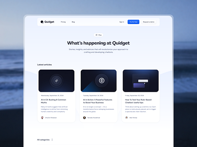 Quidget – Blog Page blog blog post cards design illustration landing page marketing posts product design ui ux web design website design