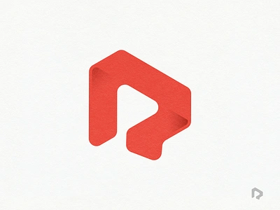 R-Play Logo Concept 3d fold folding folding r gradient letter r play play button playbutton r lettermark r logo red replay ribbon rplay streamer streaming white space whitespace youtube