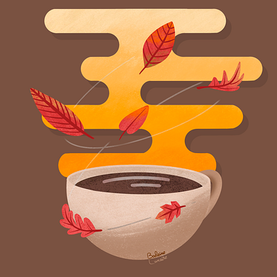 Windy coffee autumn chocolate coffee halloween hot chocolate illustration orange procreate vector wind windy