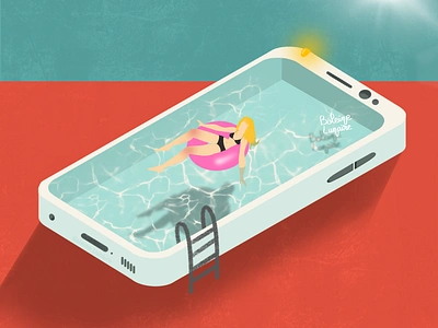 Floating the web float floatie illustration phone pool procreate smartphone swim swim ring