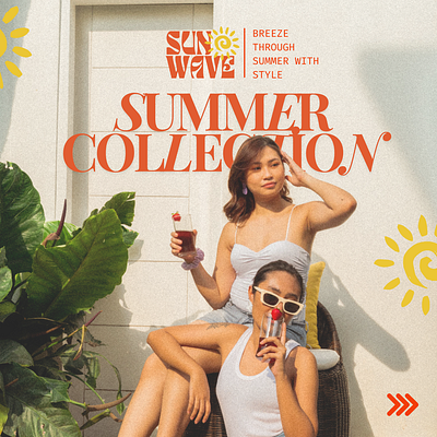 SUN WAVE Clothing brand Summer collection Magazine. branding graphic design logo ui