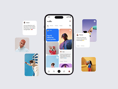 Makko - social network app app futuristicdesign interactivedesign mobileapp socialmedia ui uiuxdesign ux