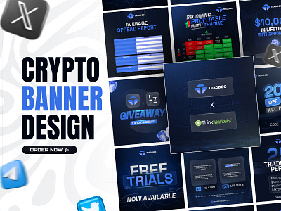 Crypto Social Media Banner Design banner blockchain cover crypto defi header instagram post sociam media telegram token twitter web3