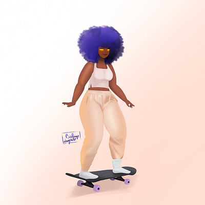 Mystic skate in socks hair illustration procreate skate skating socks streetwear woman