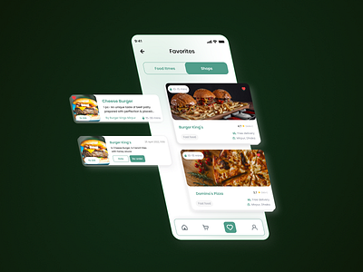 Food UI Design: Favorite Items, Shop, and Order History application delivery app delivery application food app food app design food application food cart design food delivery app food items design food ui food ui design mobile application mobile ui order food ui design user interface user interface design view cart