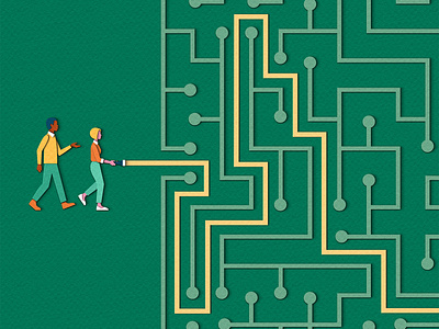 IEEE Spectrum - Career Path career circuit board design editorial engineering illustration job magazine maze paper craft path people