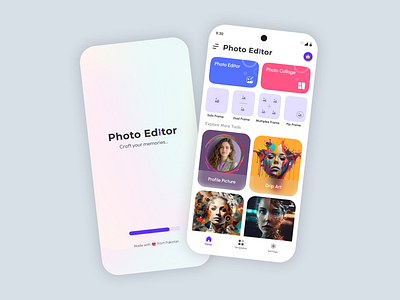 Ai PhotoEditor Home Design ai app design app design clean ui design collage maker home screen design index screen landing screen design minimal ui mobile appa design photo editor trending design ui ux