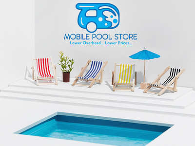 Mobile Pool Store - Logo Design advertising beach chairs blue car colors design fins fonts graphic graphic design gray logo logo design mobile planet pool print store swimming white