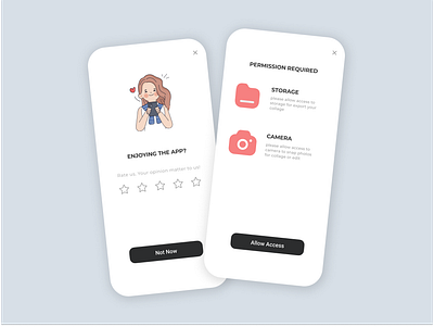 Permission Screen Design app design camera permisson screen clean ui clean ui design feedback screen design minimal ui mobile app design permisson screen rateus screen trending design ui ui ux