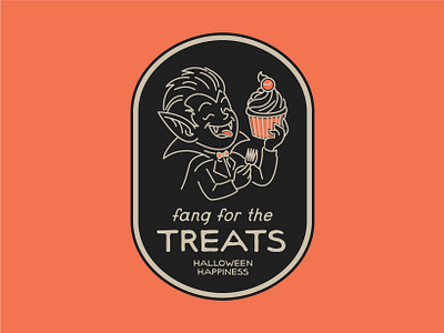 Fang for the Treats apparel branding cake clothing brand design editorial fang graphic design halloween illustration logo merch merchandise packaging poster retro t shirt typography vector