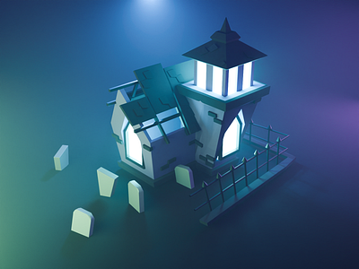 Spooky House 3d graphic design