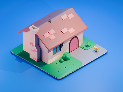 Low poly house 3d graphic design