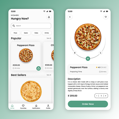 Pizza Ordering Mobile App dailyui figma mobileapp pizza ui uidesign uiux uiuxdesign ux uxdesign