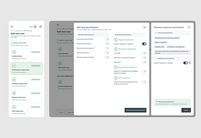 User roles and permissions cards dashboard interaction modal permissions roles ui ui design user management ux design web web design