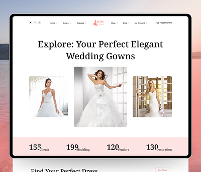 VowGown | Wedding dress rental service Leading Page agency animation branding clean ui creative fireart studio graphic design logo motion graphics ux website wedding agency wedding planner