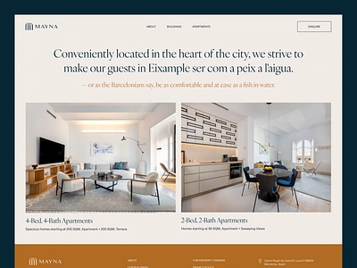 Mayna | Footer Finisher apartment box card component design display footer good grid header interaction layout light nice real estate scroll split thumbnail title typography